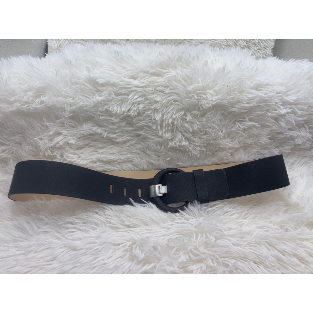 Banana Republic Black Genuine Leather Wide‎ Waist Belt O-Ring Buckle